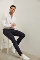Pantalon slim texturé 5 poches