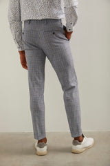 Slim fit check pant with pleats & cuffs