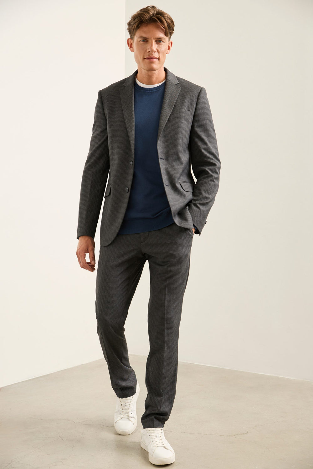 Pantalon coupe urbain texturé poches obliques