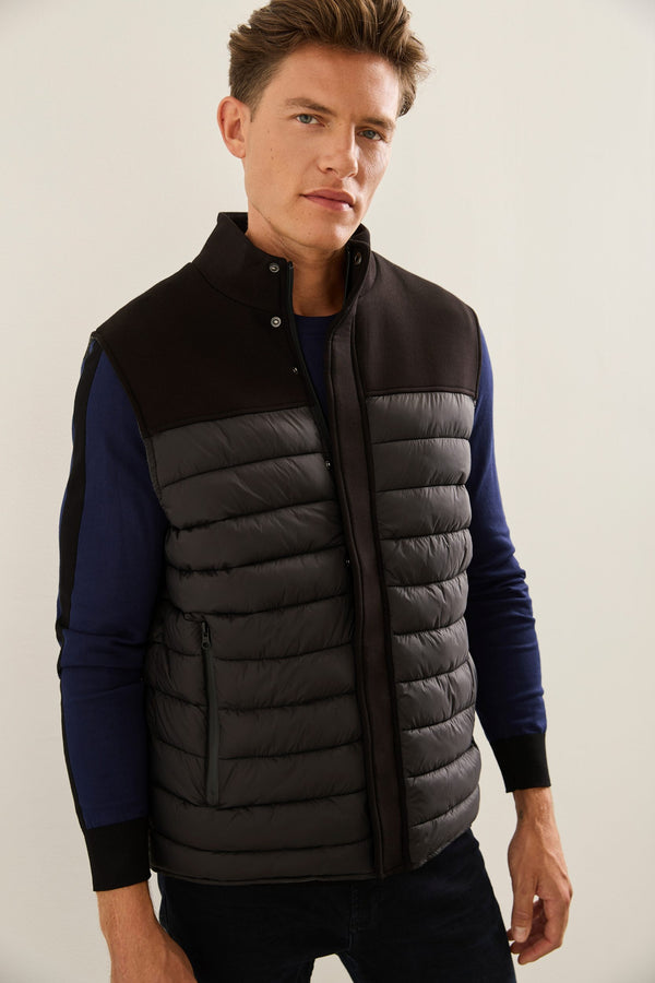 Mixed Fabric Quilted Vest