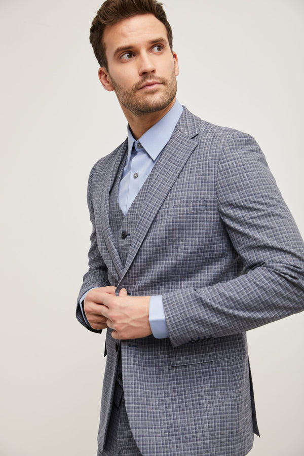 Extra-fitted check blazer