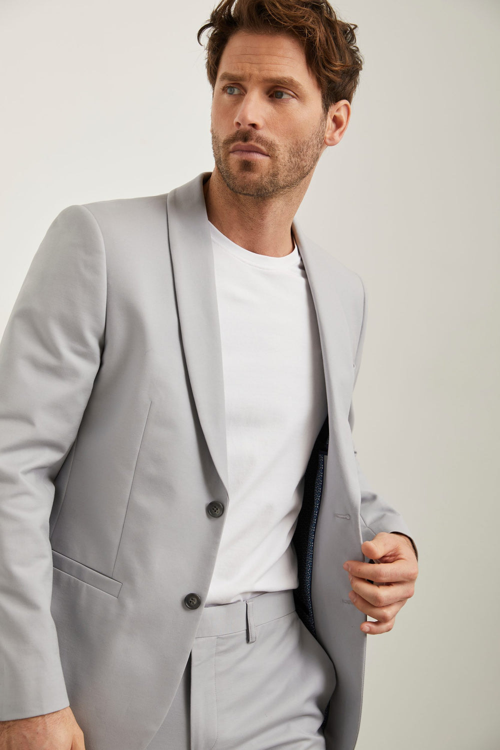 Solid shawl collar Fitted blazer
