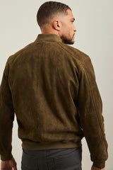 Ribbed collar Suede bomber jacket
