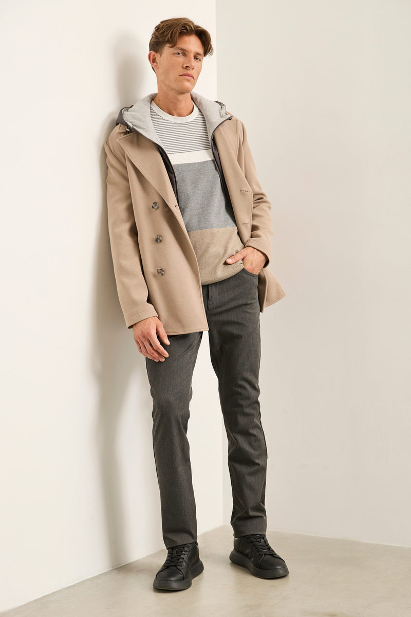 Manteau double boutonnage capuchon détachable