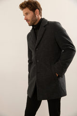 Removable Collar Herringbone Coat